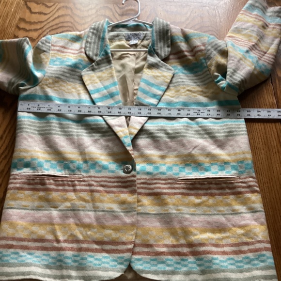 Vintage Bill Blass Aztec Southwestern Womens Blazer Pastel Large Y2K Retro Women - Picture 8 of 12